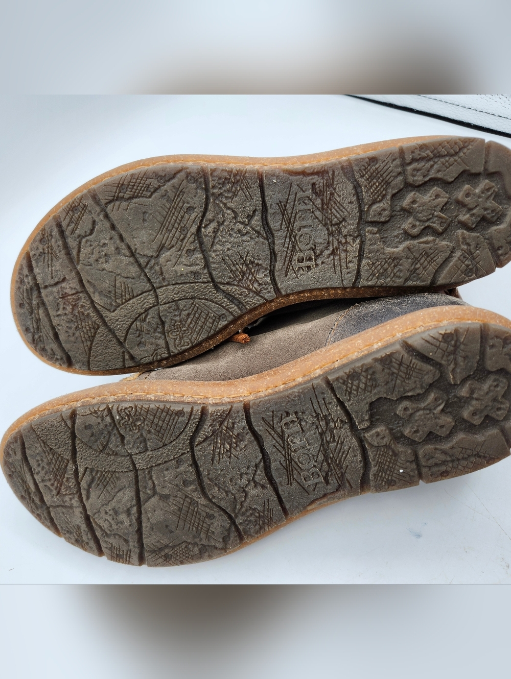 Born VTG Inspired Brown Suede Lace-Up Ankle Walking Boots with Braided Trim 8 - Picture 9 of 9